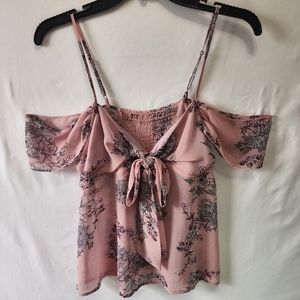 Sheer Floral Off-the-Shoulder Flowy Top